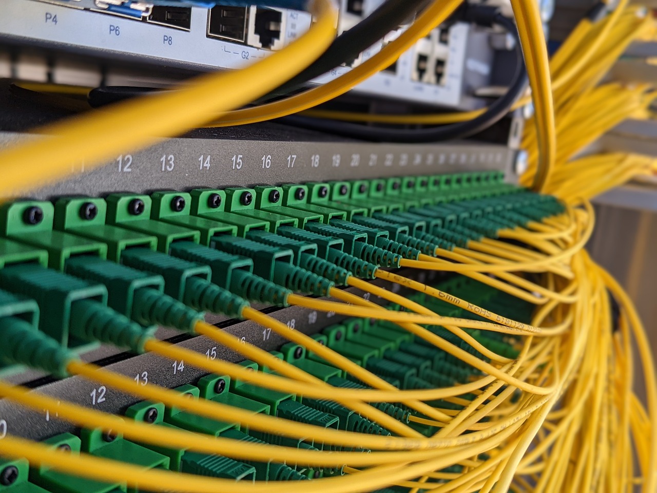 Angeschlossenes Glasfaser-Patchpanel